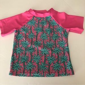 Floatimini Toddler 3T Swim Shirt Pink Aqua Tropical Trees